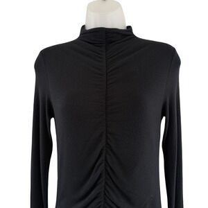 Vintage Veronica Beard‎ Jeans Shirt Womens Small Black Ruched Mock Neck Top Y2K